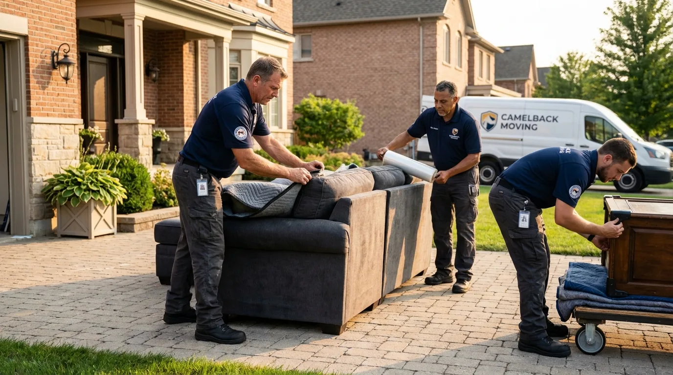 Large estate moving crew wrapping furniture in Burkesville, KY
