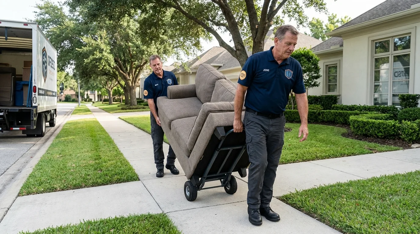 Local residential moving crew loading furniture in Burkesville, KY