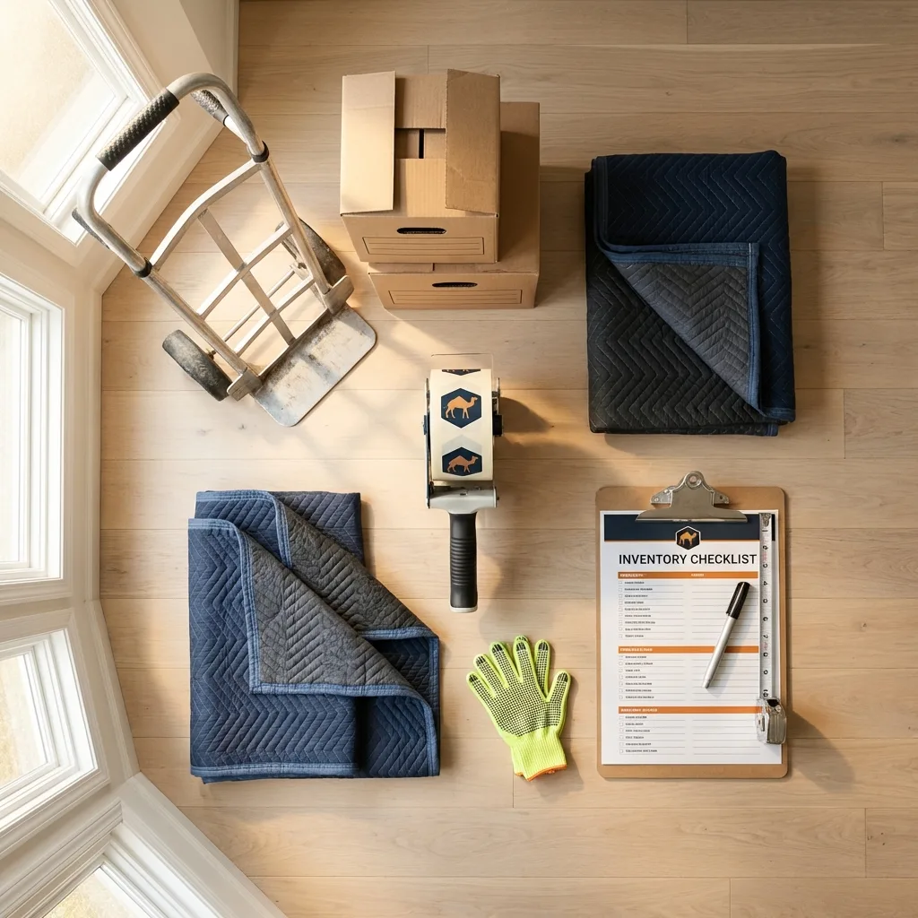 Professional moving supplies and packing materials layout for Burkesville residential relocations